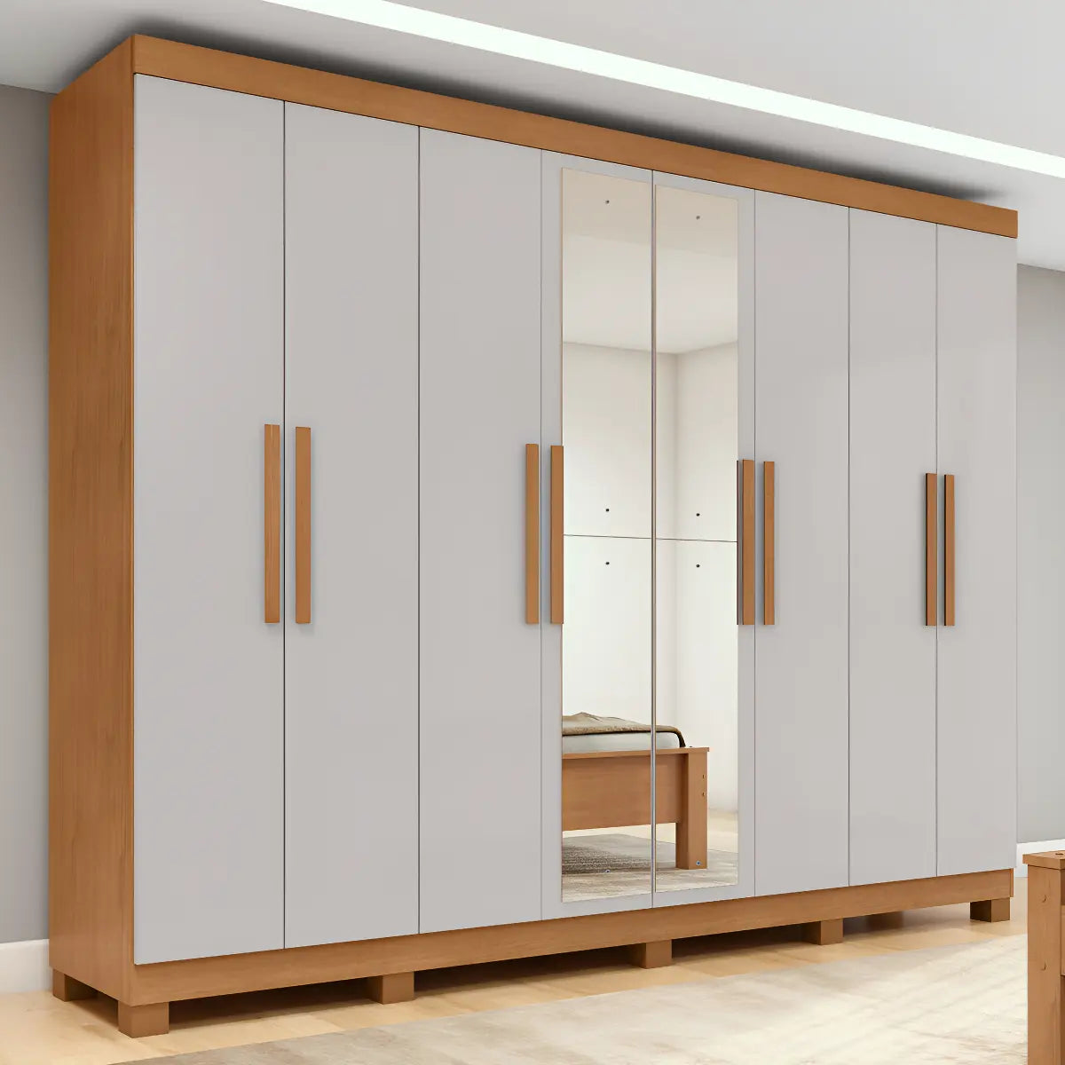 Guarda-roupa Casal Móveis Lopas Easy Slim 8 Portas Com Espelho E Gavetas — foto 1
