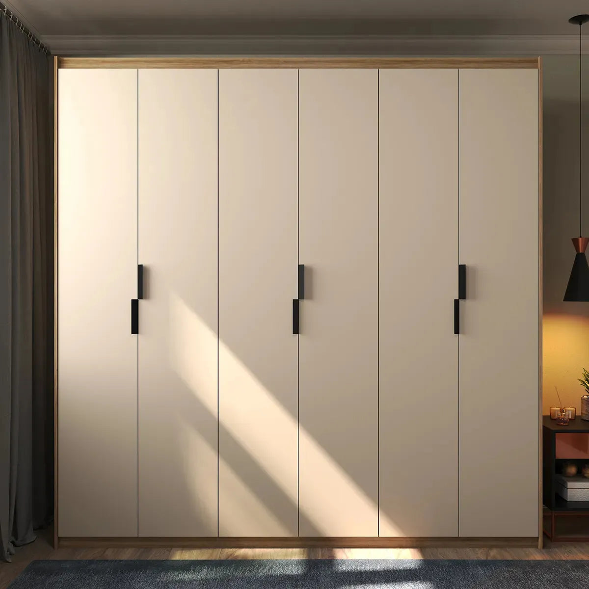 Guarda-roupa Roupeiro 200x180cm Casal 6 Portas 2 Gavetas Madeirado E Off White - Espaço Amplo E Estilo Moderno — foto 1