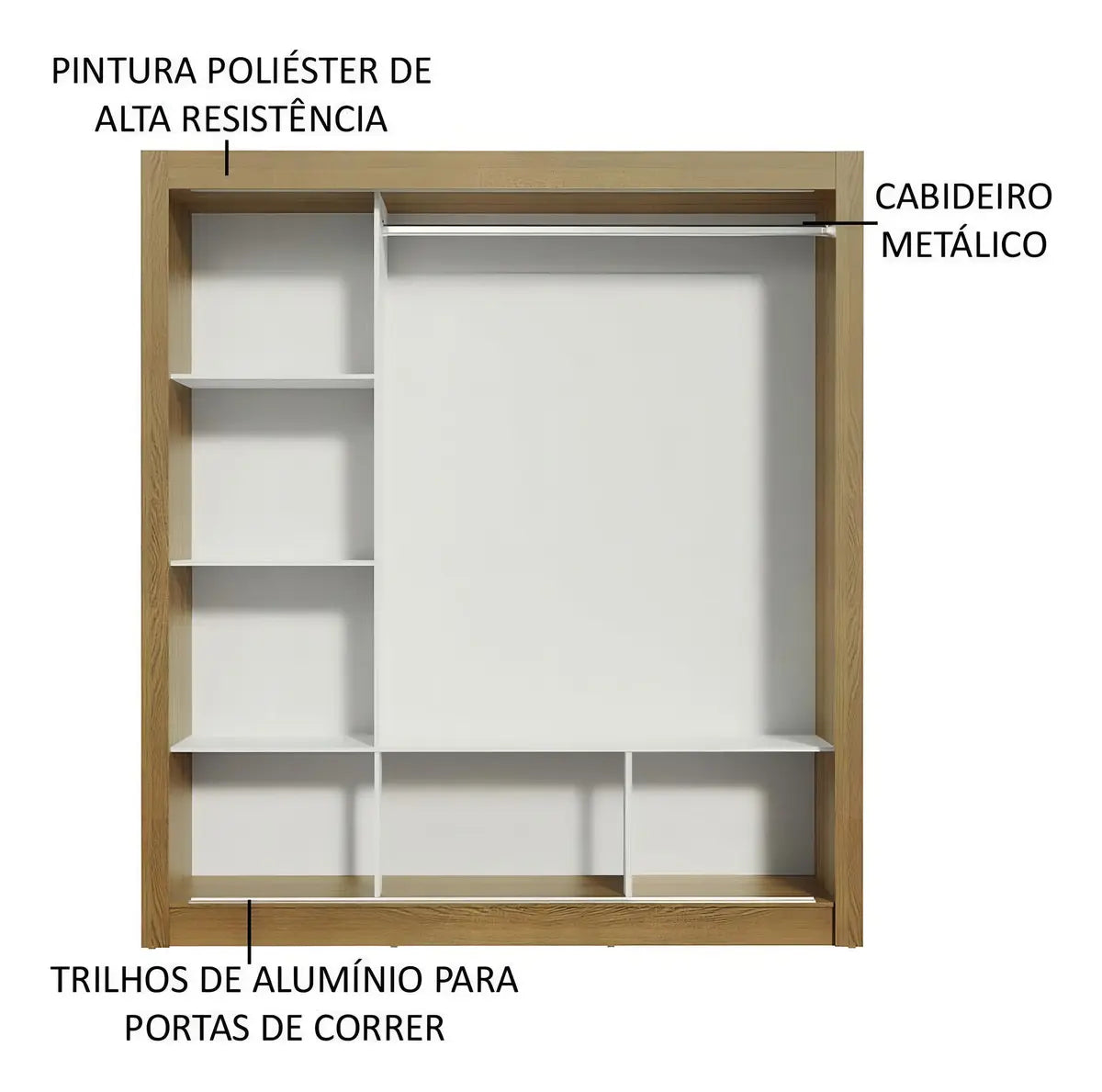 Guarda Roupa Casal Mônaco Madesa 3 Com Portas De Correr Rb Cor Rustic/Branco — foto 3