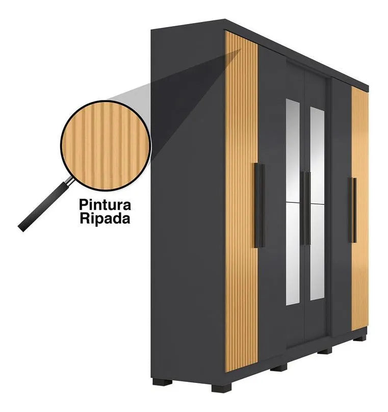 Guarda-roupa Casal Araplac Braga 6 Portas 4 Gavetas — foto 3
