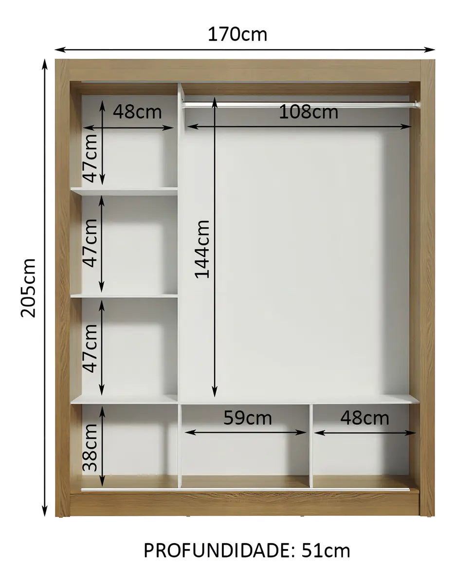 Guarda Roupa Casal Mônaco Madesa 3 Com Portas De Correr Rb Cor Rustic/Branco — foto 2