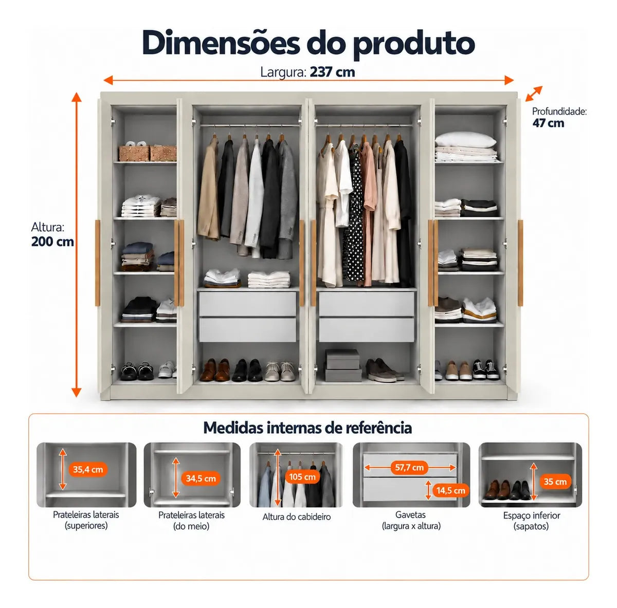 Guarda-Roupa Casal Paris 8 Portas 4 Gavetas Branco — foto 2