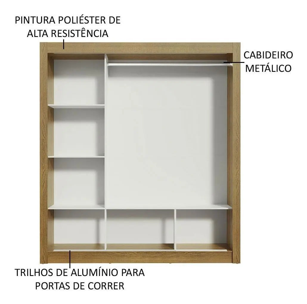 Guarda Roupa Casal Madesa Mônaco 3 Portas De Correr Cor Rustic/Preto 10937K — foto 4